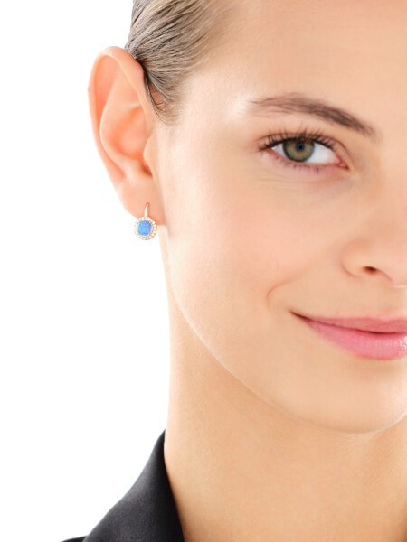 Zlaté náušnice s opality a zirkony