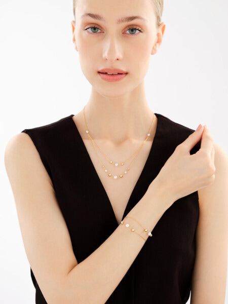 Złoty naszyjnik z perłami - kulki