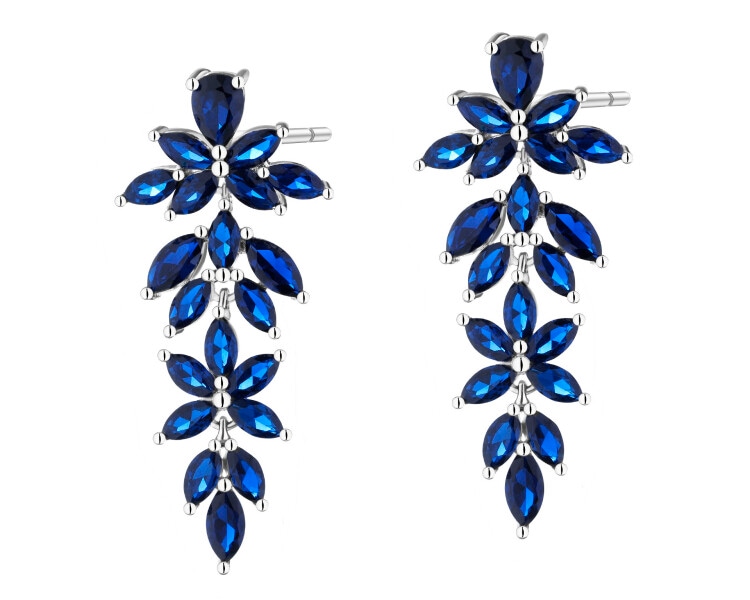 Rhodium Plated Silver Dangling Earring with Cubic Zirconia