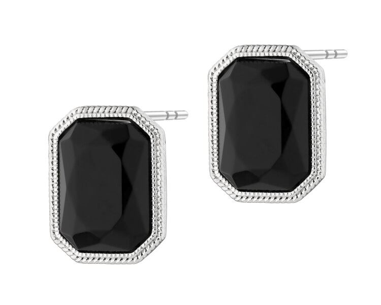 Kolczyki z mosiądzu rodowane z agatami