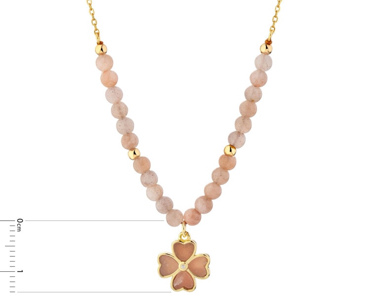 Gold-Plated Brass Necklace with Moonstone
