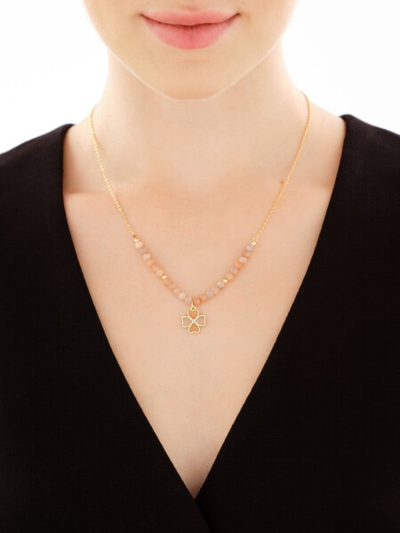 Gold-Plated Brass Necklace with Moonstone