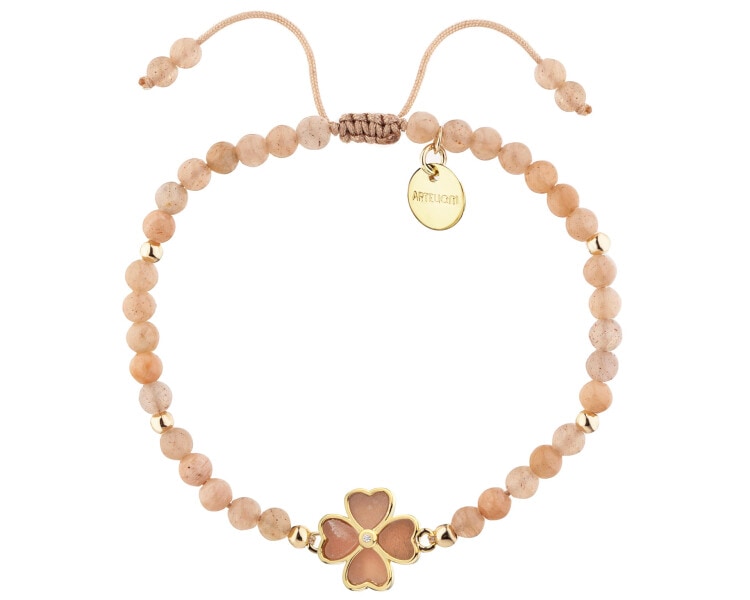 Gold-Plated Brass Bracelet with Moonstone