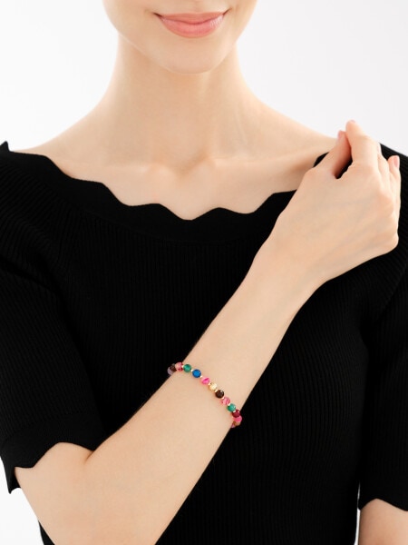 Bransoletka z mosiądzu pozłacana z agatami