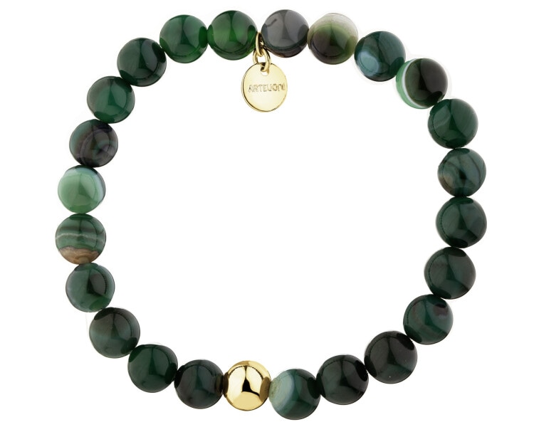 Gold-Plated Brass Bracelet with Tree Agate