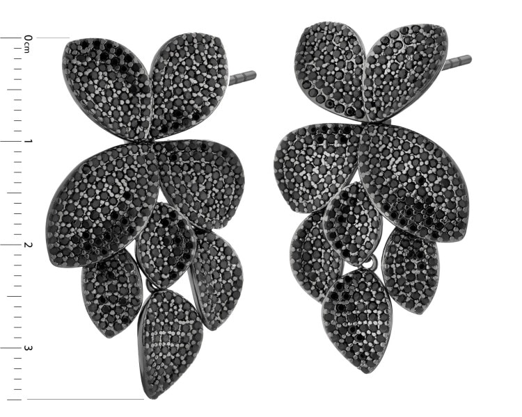 Rhodium-Plated Brass, Rhodium-Plated Silver Earrings with Cubic Zirconia