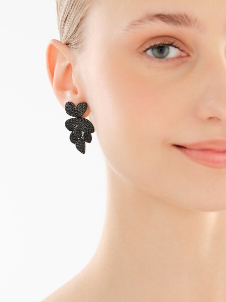 Rhodium-Plated Brass, Rhodium-Plated Silver Earrings with Cubic Zirconia