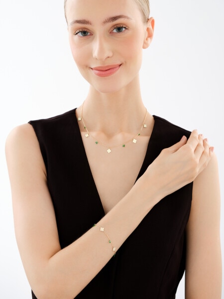 9 K Yellow Gold Necklace with Cubic Zirconia