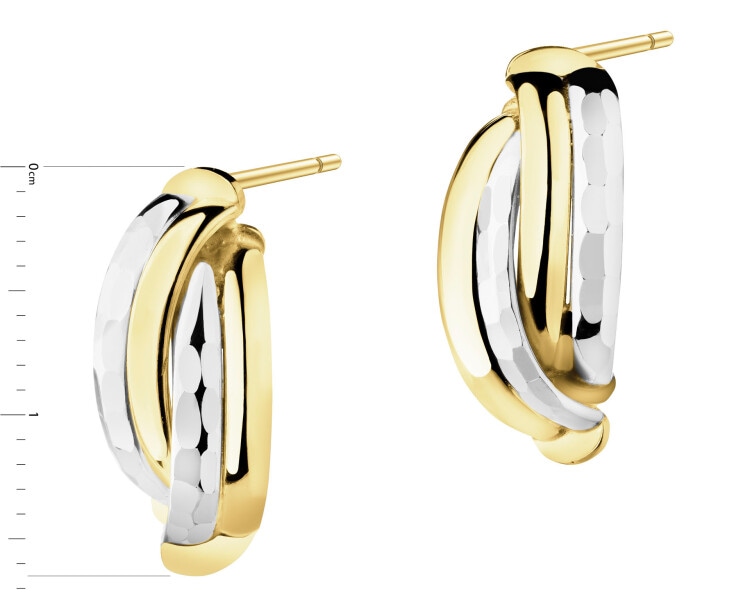 9 K Rhodium-Plated Yellow Gold Earrings