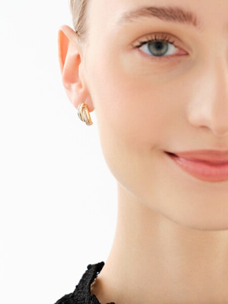 9 K Rhodium-Plated Yellow Gold Earrings