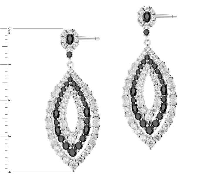 Rhodium Plated Silver Dangling Earring with Cubic Zirconia