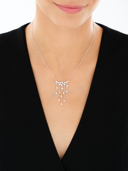 Rhodium Plated Silver Necklace with Cubic Zirconia