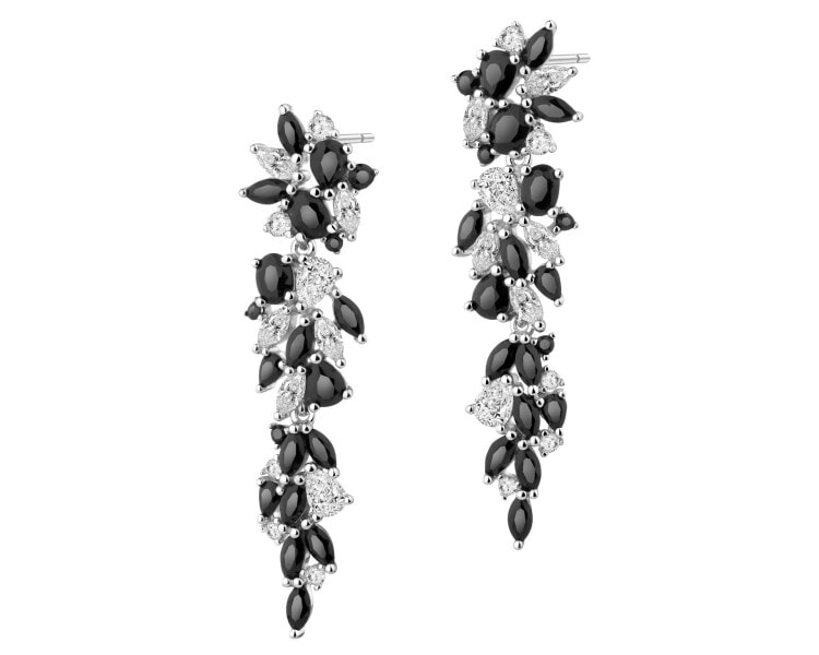 Rhodium Plated Silver Dangling Earring with Cubic Zirconia