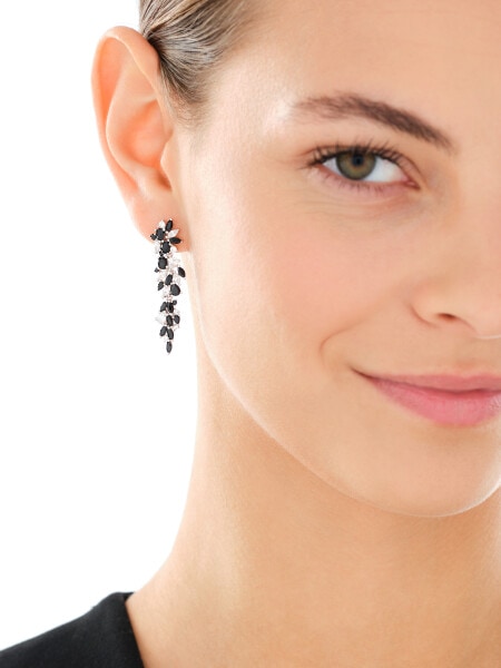 Rhodium Plated Silver Dangling Earring with Cubic Zirconia