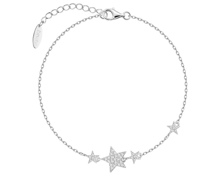 Rhodium Plated Silver Bracelet with Cubic Zirconia