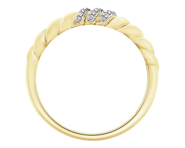 Pierścionek z żółtego złota z diamentami - 0,06 ct - próba 585