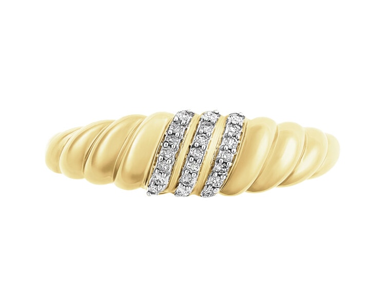Pierścionek z żółtego złota z diamentami - 0,06 ct - próba 585