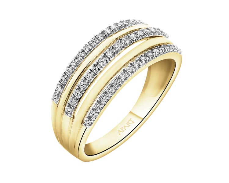 Pierścionek z żółtego złota z diamentami - 0,15 ct - próba 585