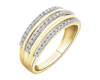 Pierścionek z żółtego złota z diamentami - 0,15 ct - próba 585