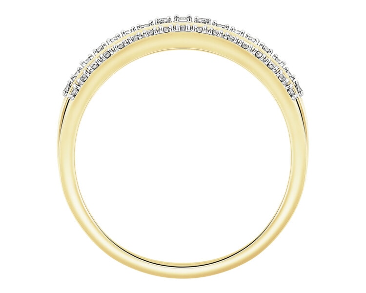 Pierścionek z żółtego złota z diamentami - 0,15 ct - próba 585