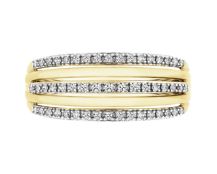 Pierścionek z żółtego złota z diamentami - 0,15 ct - próba 585