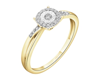 Pierścionek z żółtego i białego złota z diamentami - 0,10 ct - próba 585