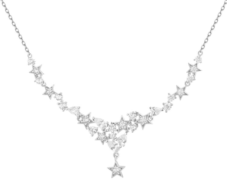 Rhodium Plated Silver Necklace with Cubic Zirconia