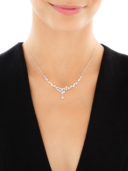 Rhodium Plated Silver Necklace with Cubic Zirconia