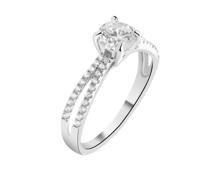 Rhodium Plated Silver Ring with Cubic Zirconia