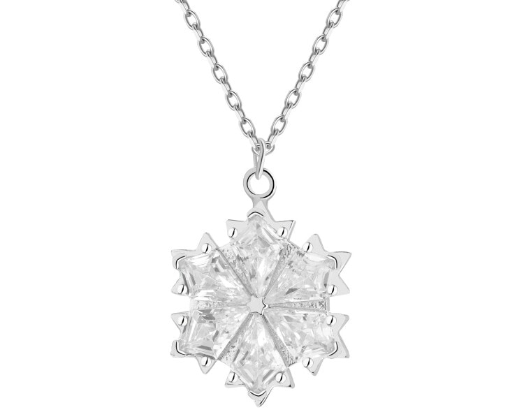 Rhodium Plated Silver Necklace with Cubic Zirconia