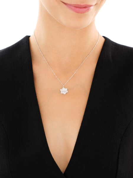 Rhodium Plated Silver Necklace with Cubic Zirconia