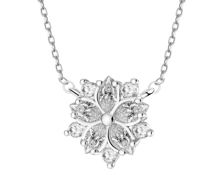 Rhodium Plated Silver Necklace with Cubic Zirconia