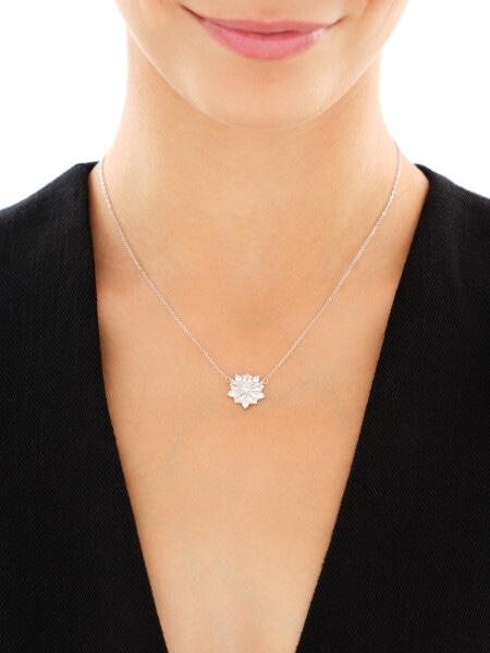 Rhodium Plated Silver Necklace with Cubic Zirconia