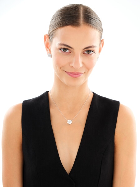 Rhodium Plated Silver Necklace with Cubic Zirconia