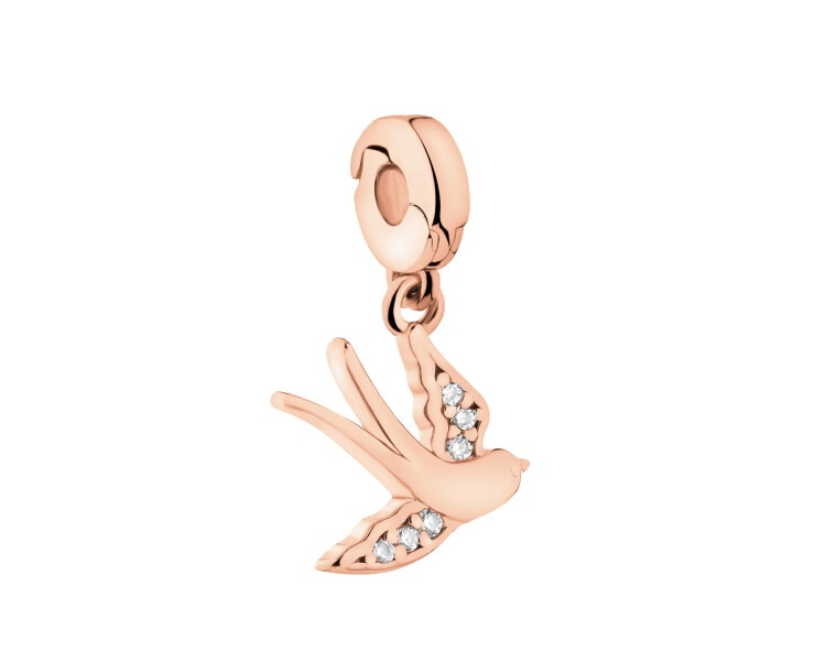 Zawieszka srebrna new charms z cyrkoniami - jaskółka