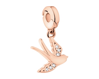 Pozlacený stříbrný přívěsek New Charms se zirkony - vlaštovka