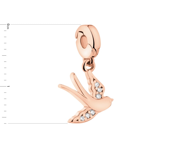 Zawieszka srebrna new charms z cyrkoniami - jaskółka