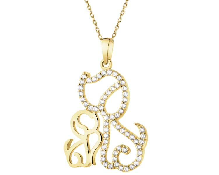 Złota zawieszka z cyrkoniami - pieski