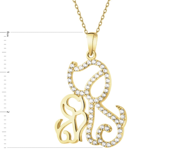 Złota zawieszka z cyrkoniami - pieski