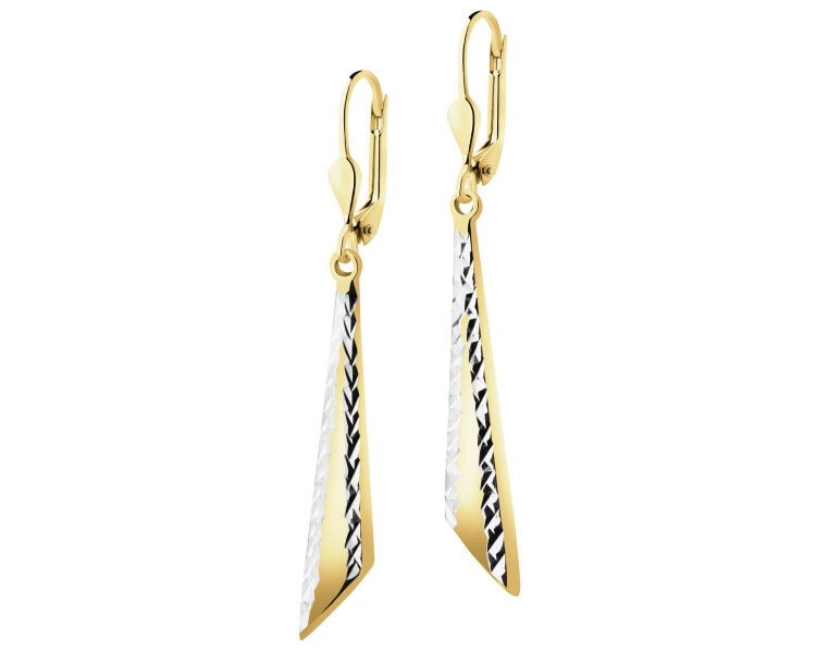 9 K Rhodium-Plated Yellow Gold Dangling Earring