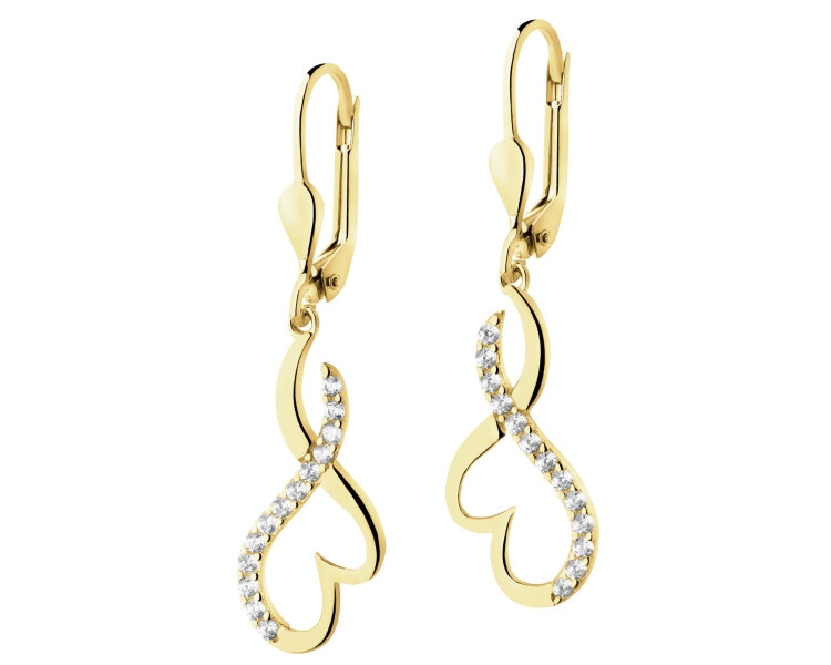 14 K Yellow Gold Dangling Earring with Cubic Zirconia
