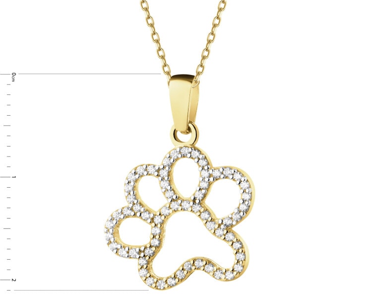 9 K Rhodium-Plated Yellow Gold Pendant with Cubic Zirconia