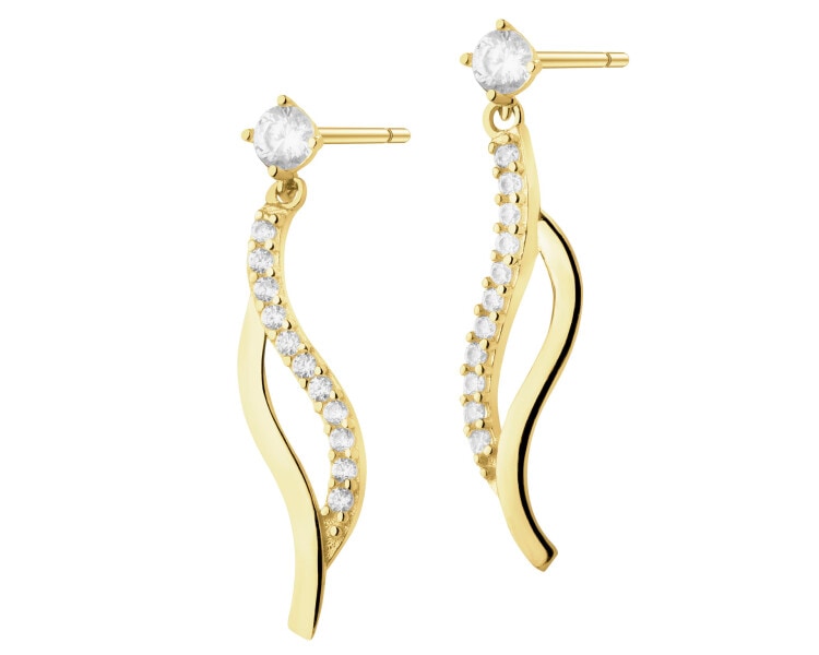 14 K Yellow Gold Dangling Earring with Cubic Zirconia
