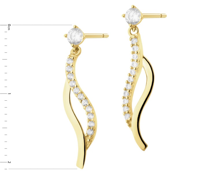 14 K Yellow Gold Dangling Earring with Cubic Zirconia