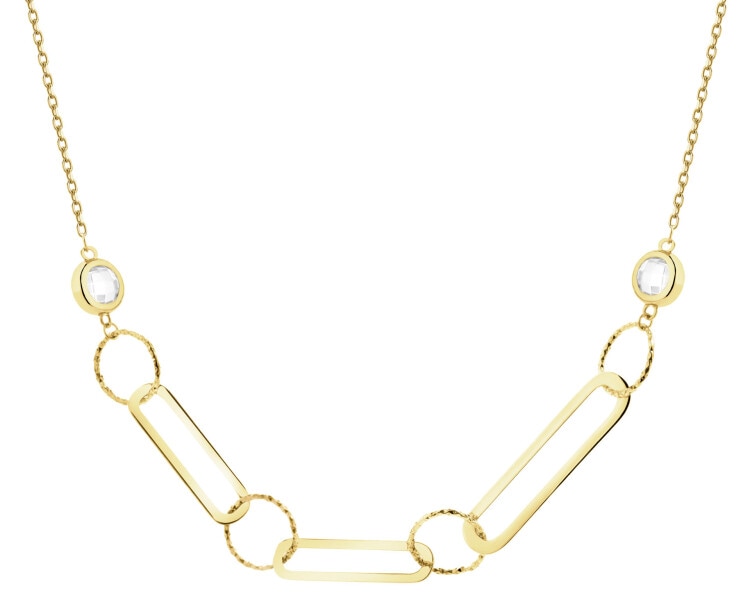 8 K Yellow Gold Necklace with Cubic Zirconia