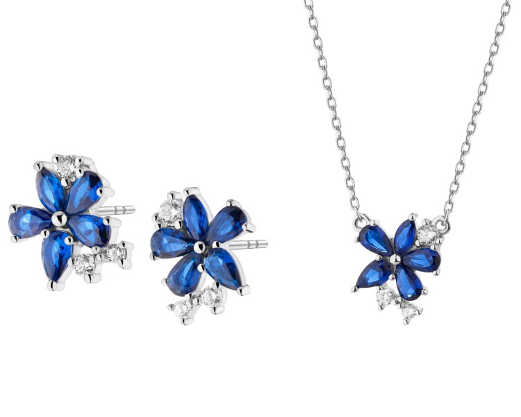 Rhodium Plated Silver Set with Cubic Zirconia