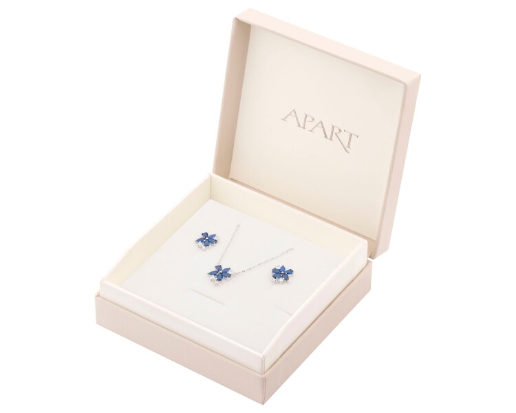 Rhodium Plated Silver Set with Cubic Zirconia