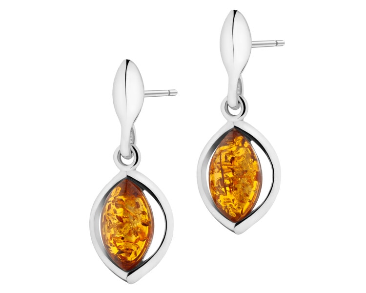 Kolczyki srebrne z bursztynem