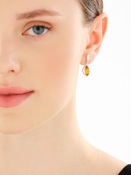 Kolczyki srebrne z bursztynem