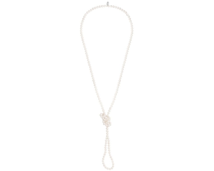 Rhodium Plated Silver Necklace with Pearl